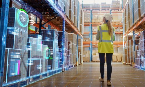 Person prüft digital bestehende Lager